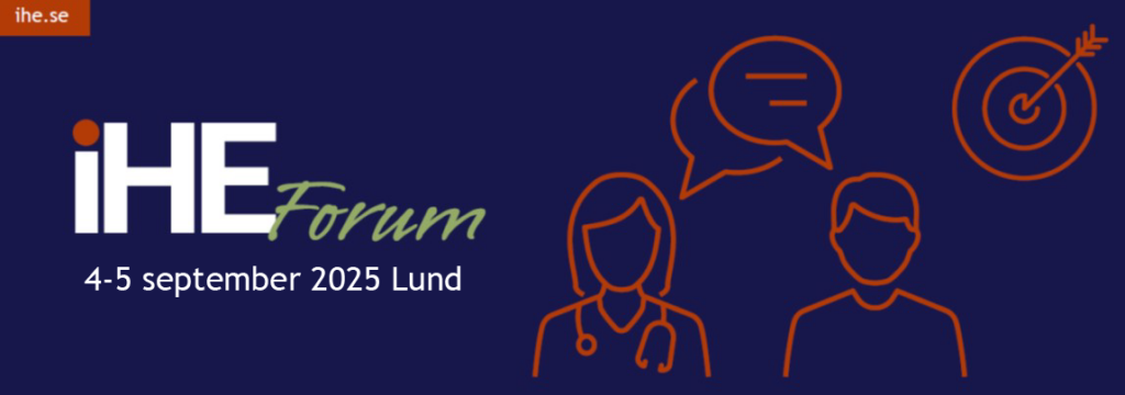 IHE Forum 2025 hålls den 4-5 september på Grand Hotel i Lund IHE Forum är en policybaserad, två-dagars årlig konferens där hälso- och sjukvårdens aktörer (industrin, nationella myndigheter, patienter och hälso- och sjukvården) möts och diskuterar aktuella ämnen. IHE Forum is a yearly policy oriented 2-day conference where the different stakeholders in the health care system (industry, national authorities, health care providers and payers and patients) meet to discuss current topics.